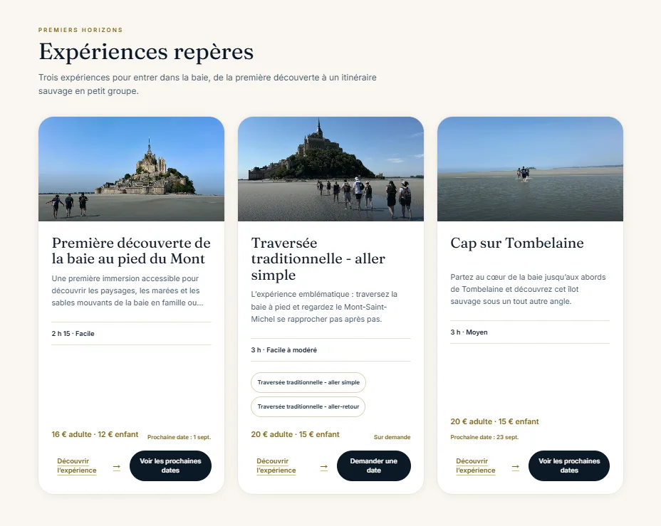 Escale en Baie — Catalogue d'activités